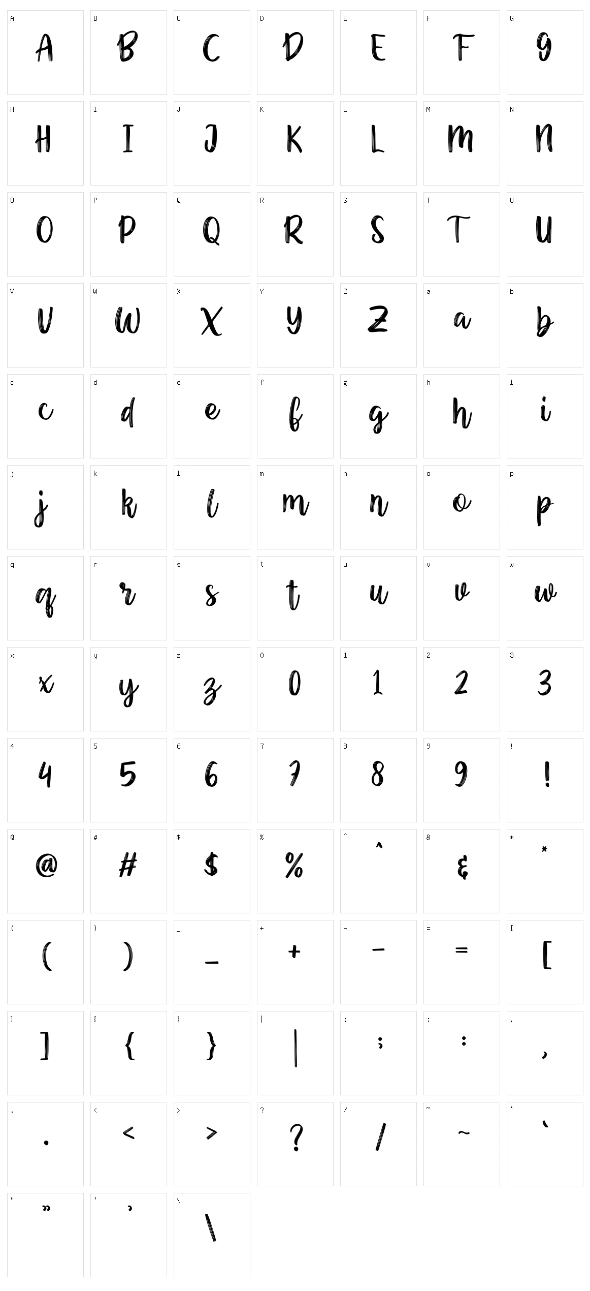 Paradise Character Set