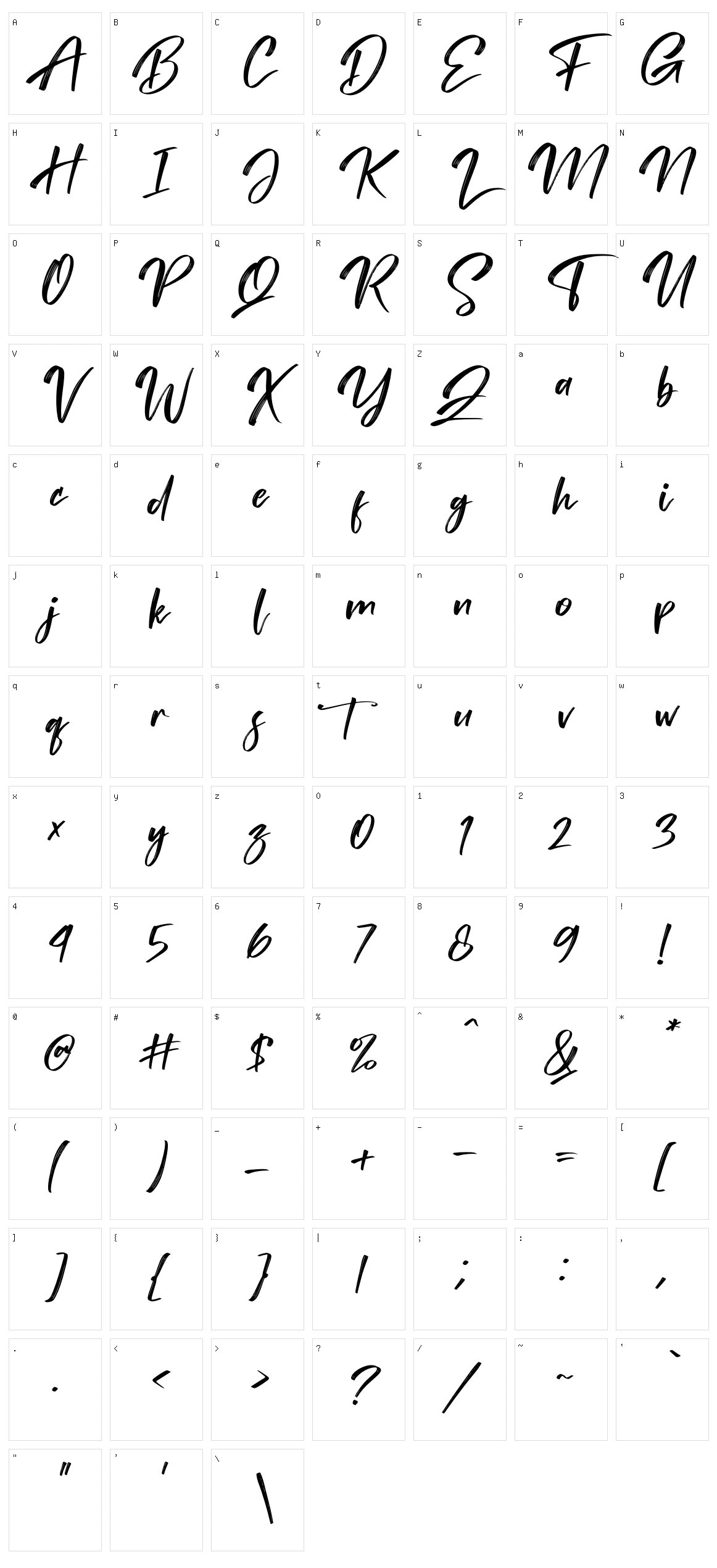 Tedy Brush Character Set