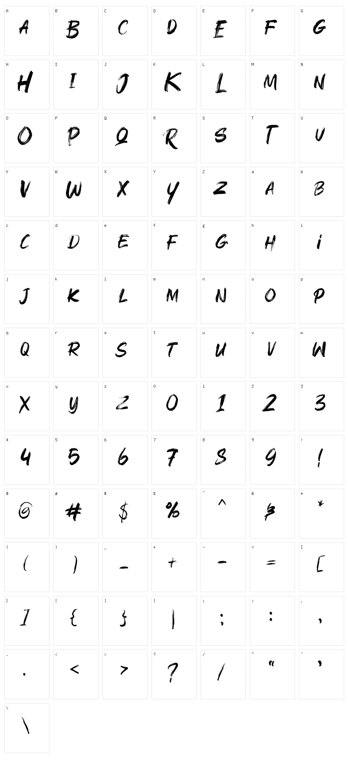 Rushink Character Set