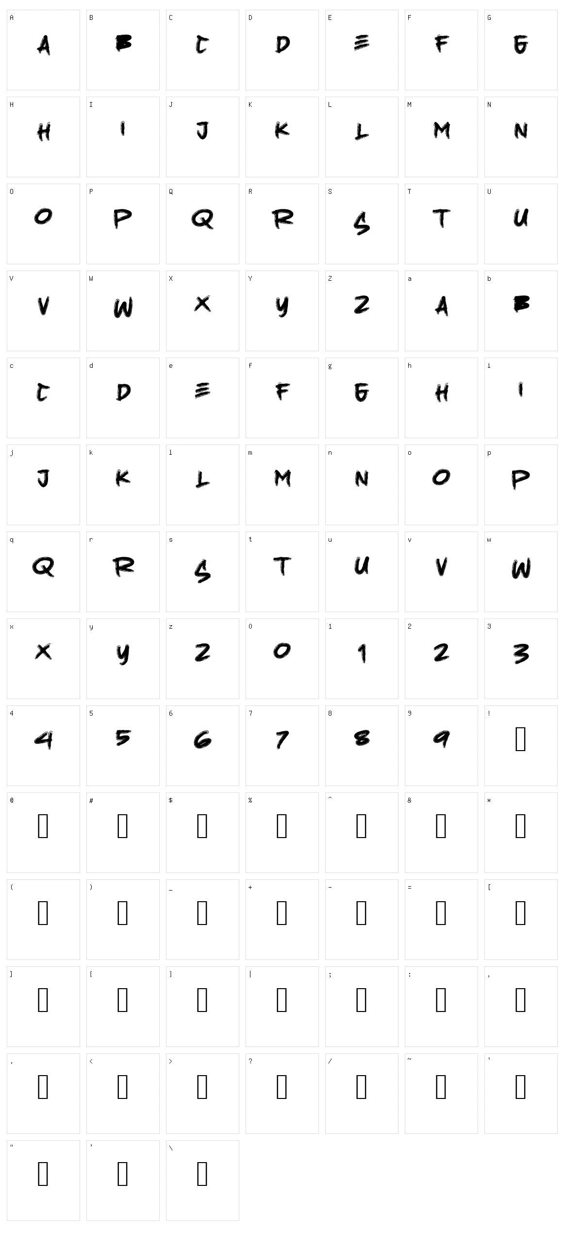 Hugebrush Character Set