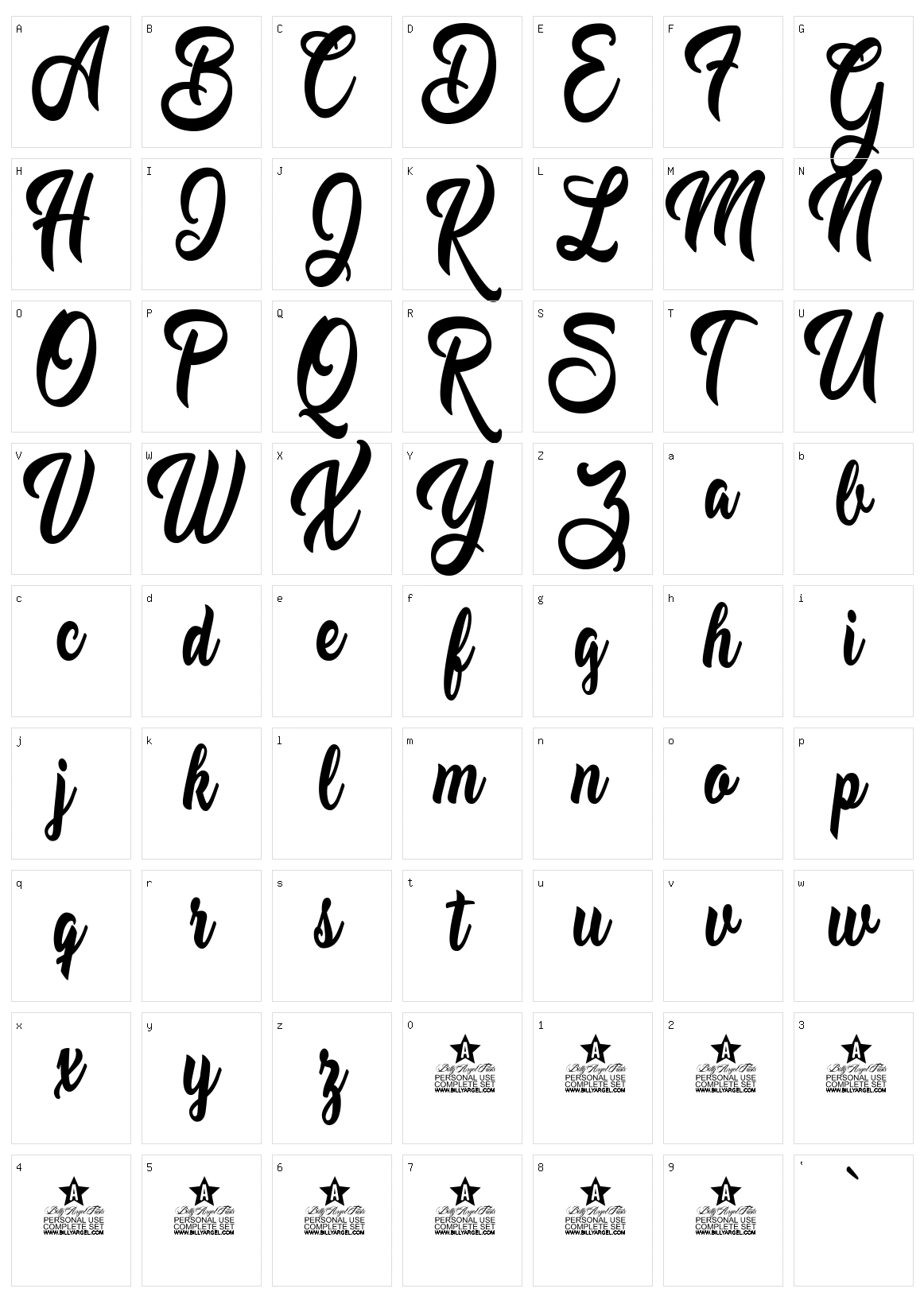 Mustard Character Set