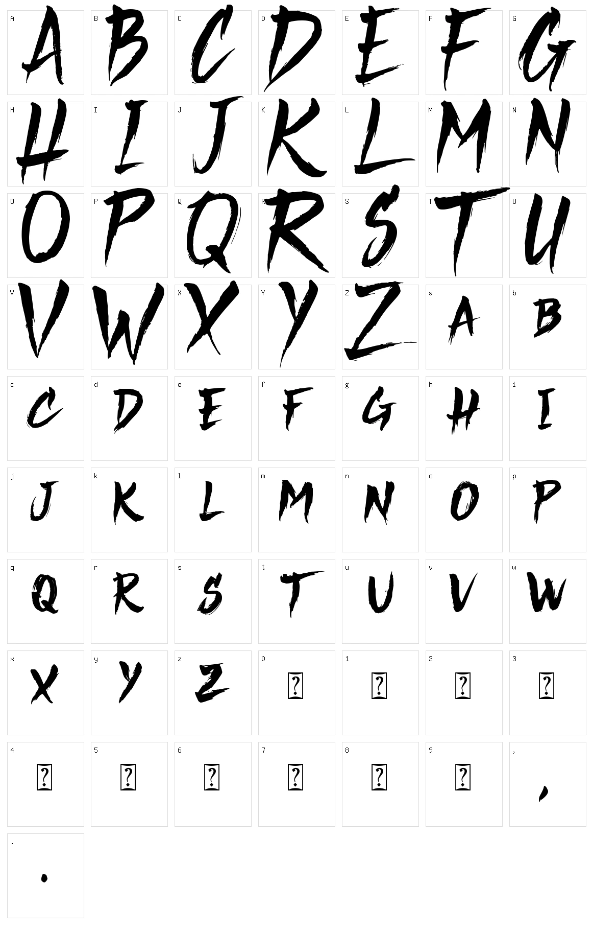 Thorletto Character Set