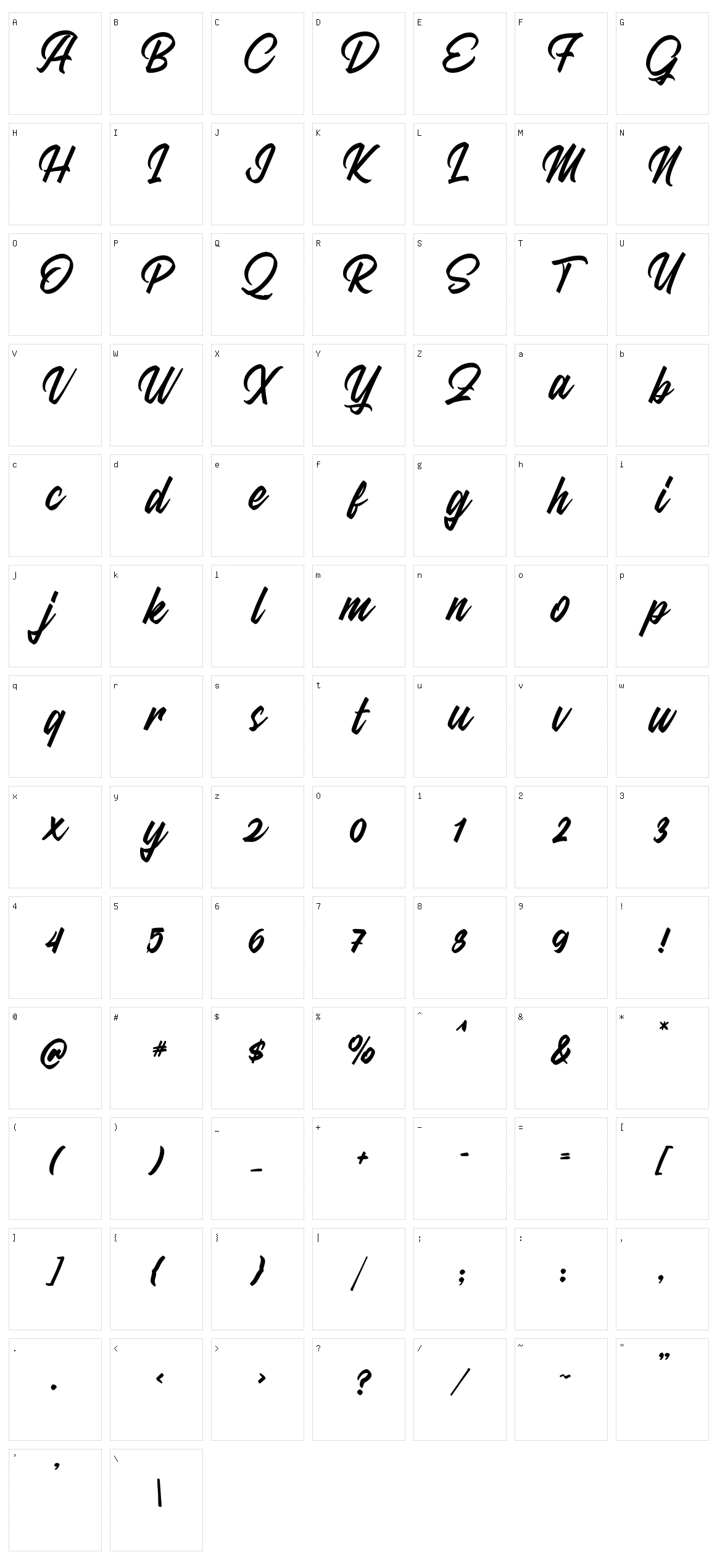 Mitha Script Character Set
