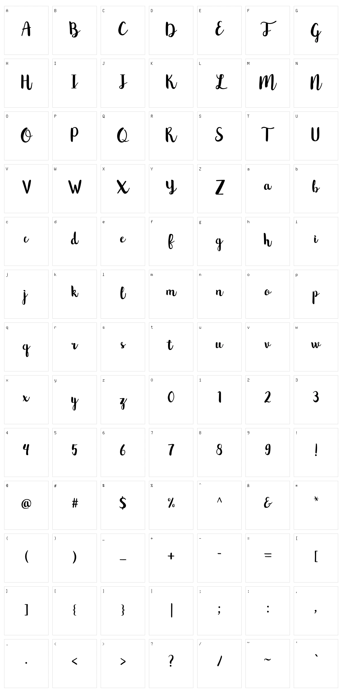 Northern Lights Script Character Set