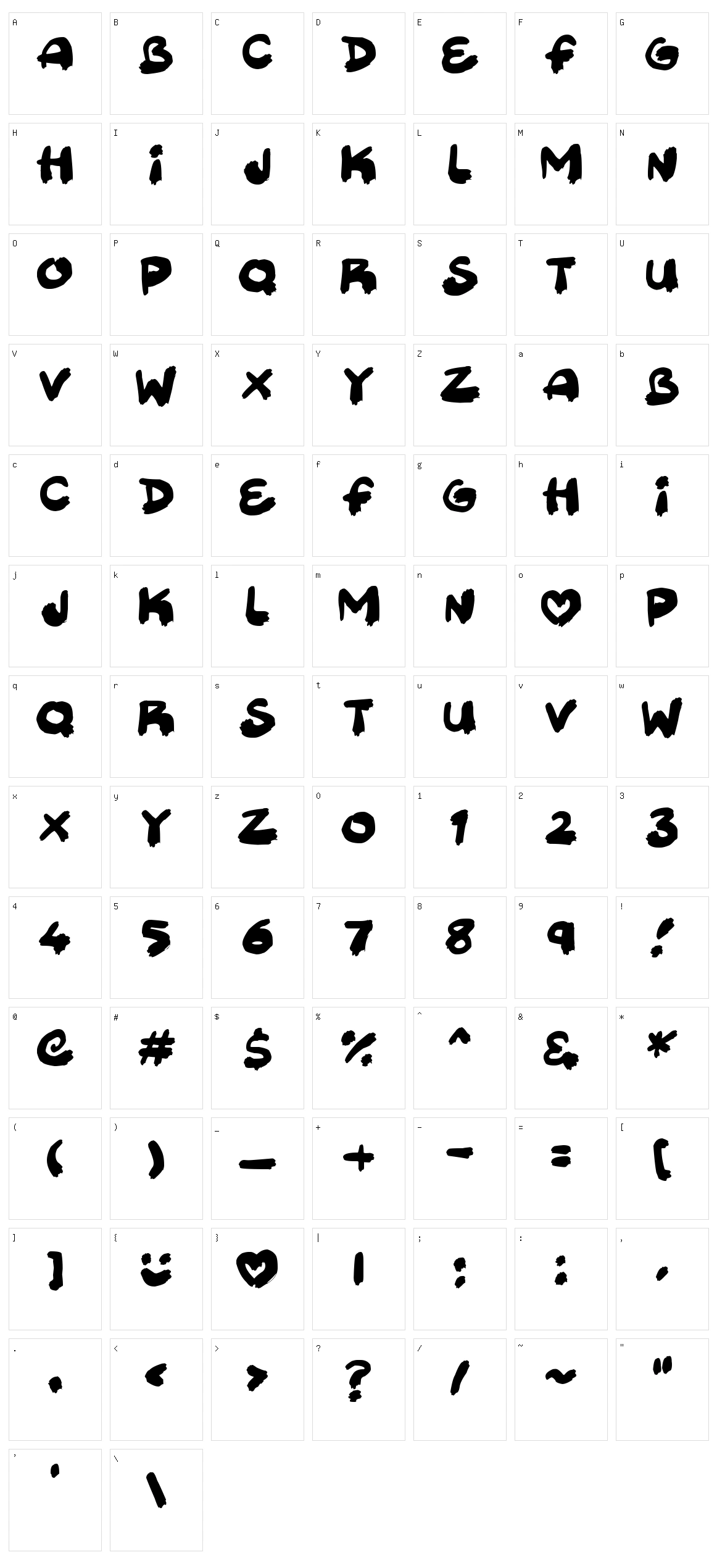 Sweetpaint Character Set